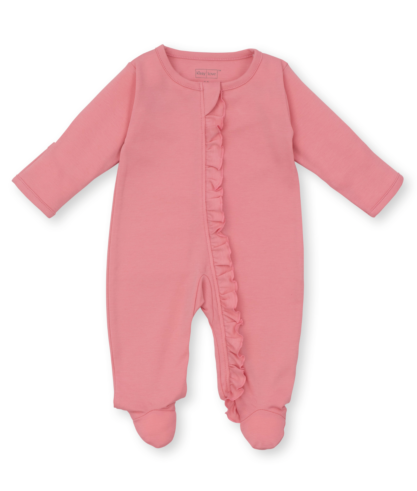 Zipper Ruffle Footie - Pink