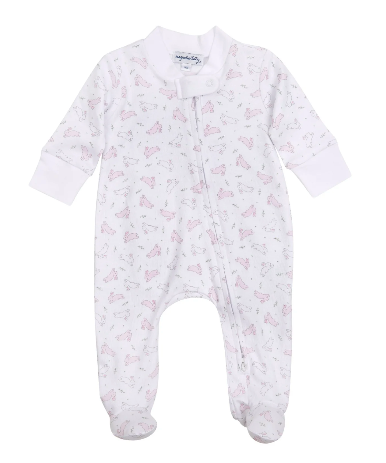 Bunny Hop Zipper Footie - Pink