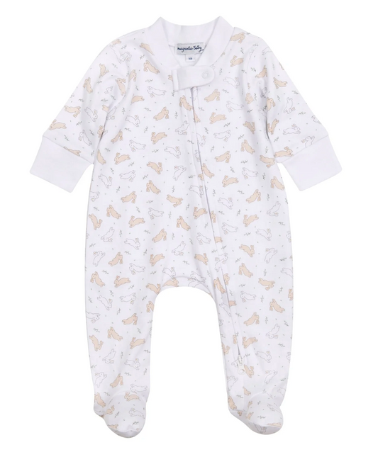 Bunny Hop Zipper Footie - Ivory