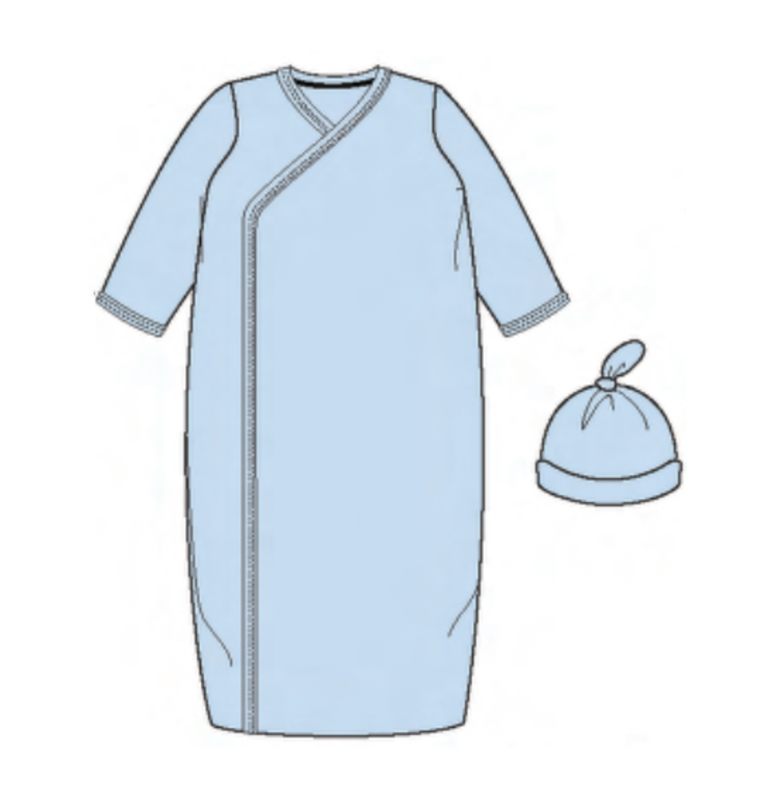 Baby Blue Gown and Hat Set