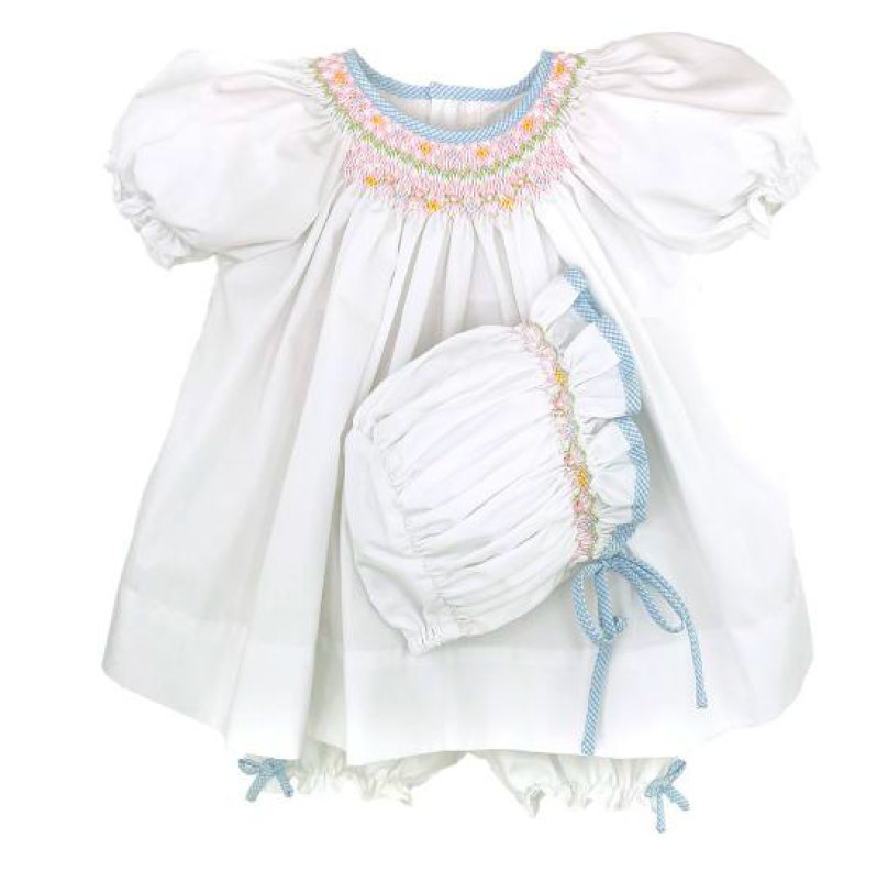 Smocked Spring Bloomer Set with Hat