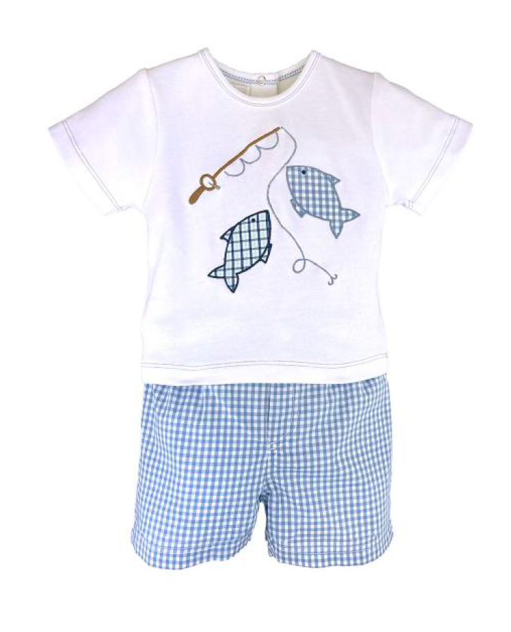 Fishing Embroidered Short Set