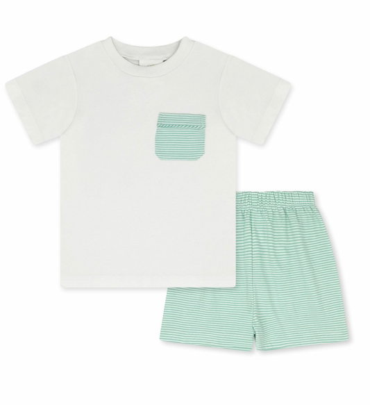 Charlie Short Set - Memphis Aqua Ministripe