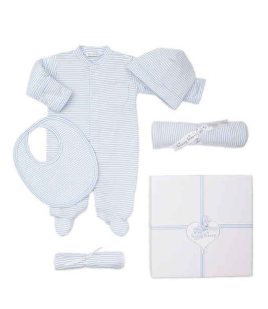 Simple Stripes Blue 5PC Gift Set with Gift Box