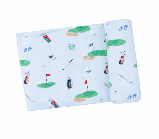 Golf Things Blue Swaddle Blanket