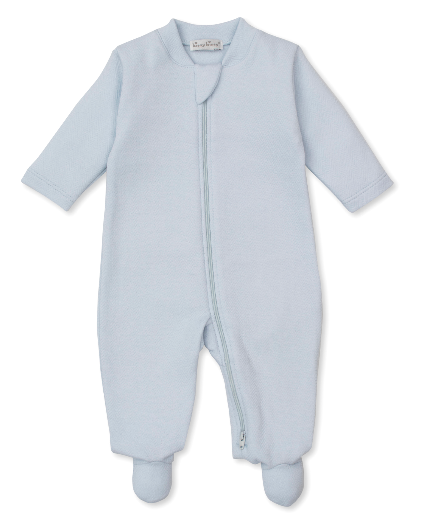 Jacquard Blue Footie with Zipper