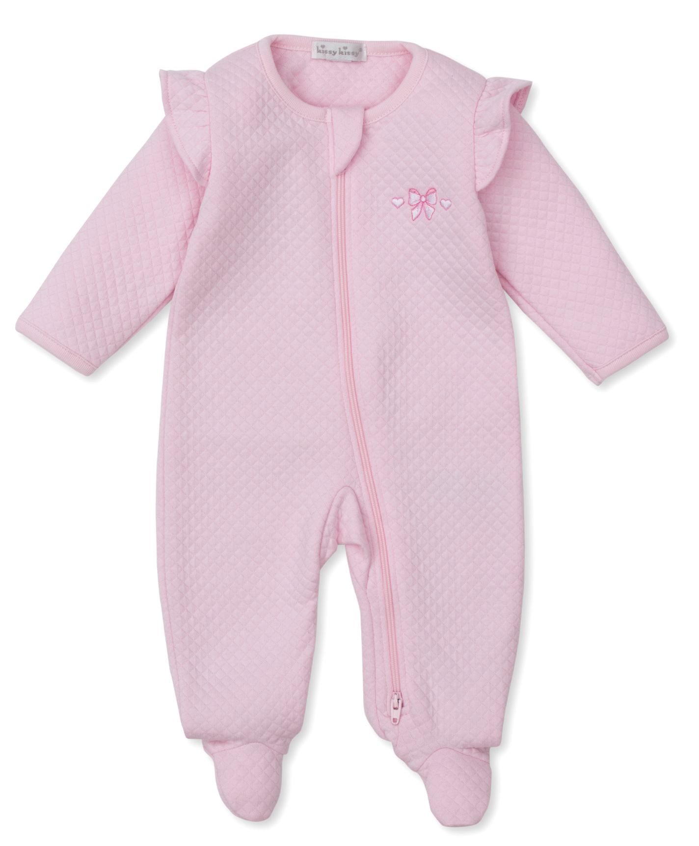 Zipper Jacquard Footie with Bow