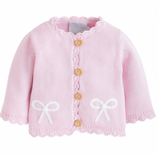 Crochet Cardigan - Pink Bow