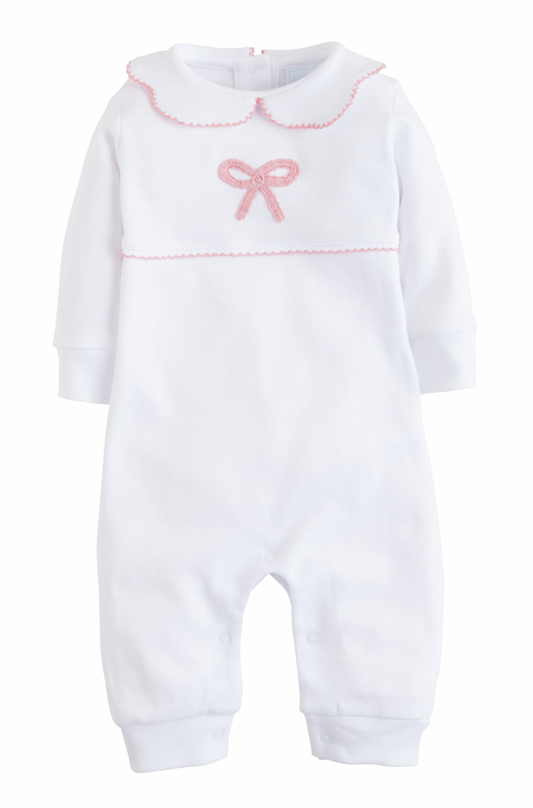 Crochet Playsuit - Pink Bow