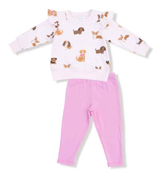 Best Friend Dogs Ruffle Sweatshirt + Bamboo Legging