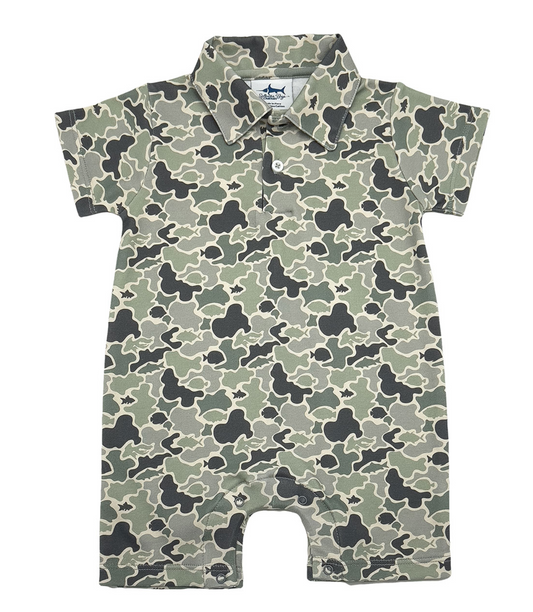 Pima Polo SS Romper - Camo