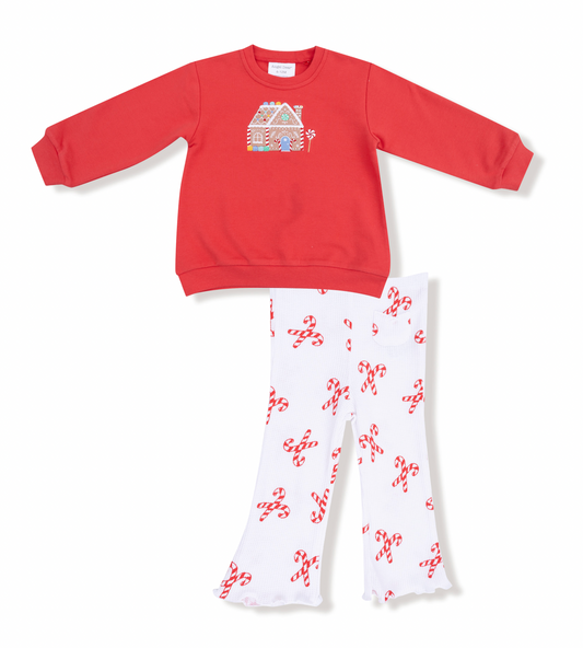 Candy Canes - Puffy L/s Sweatshirt + Flared Pant