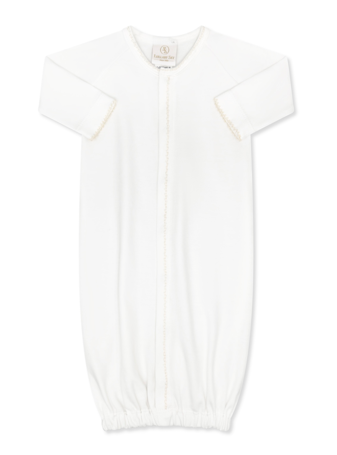 Snuggle Me Saque - Park White with Ecru Featherstitching