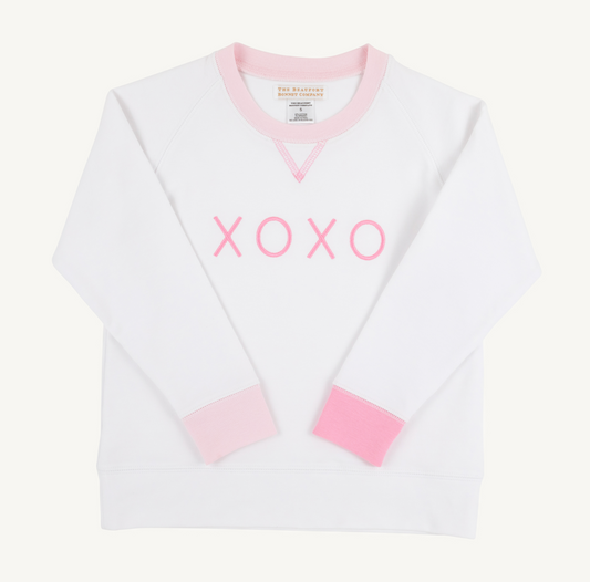 Cassidy Comfy Crewneck -XOXO -Palm Beach Pink/Hamptons Hot Pink