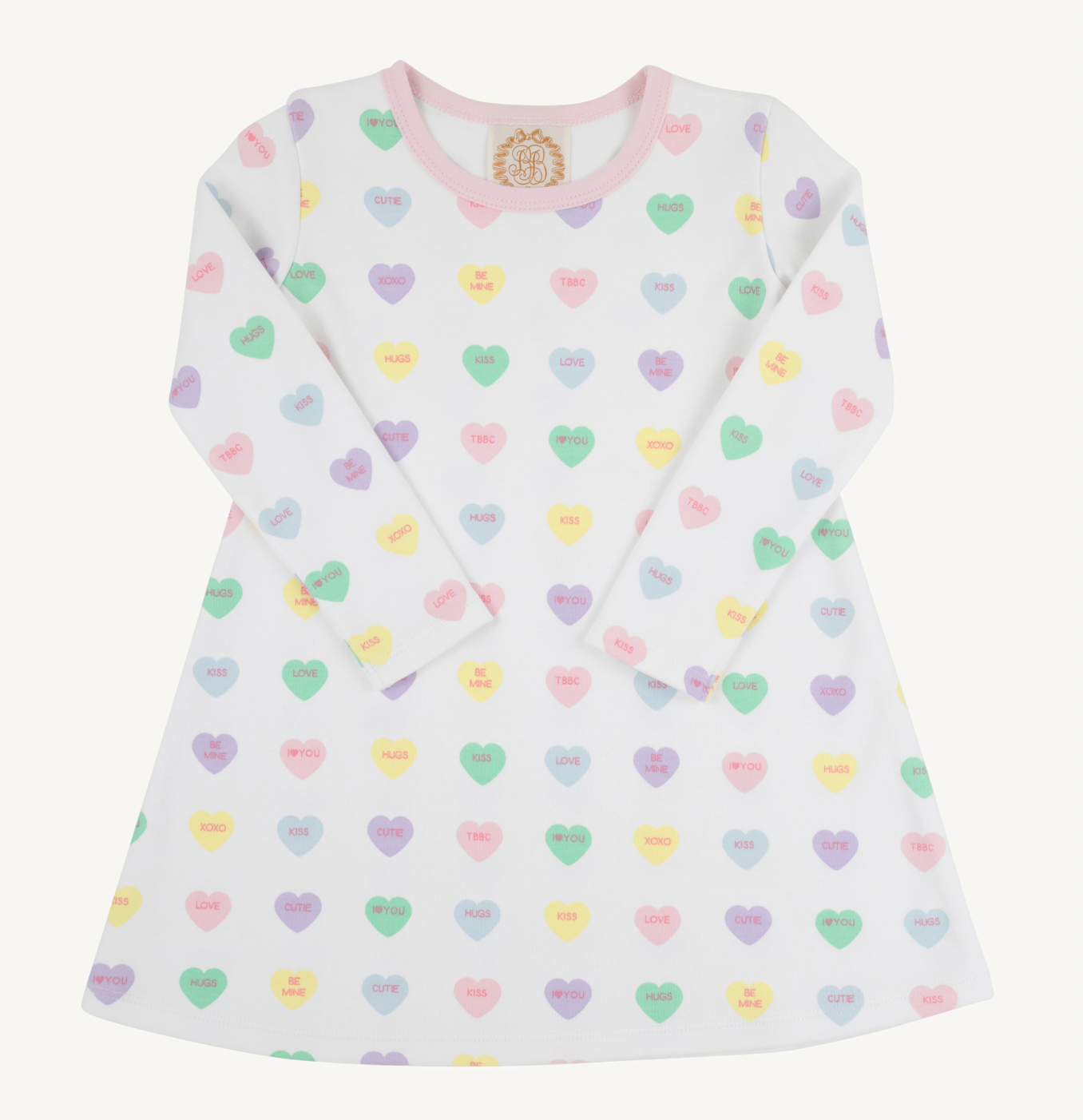 Long Sleeve Polly Play Dress - We Heart You/Palm Beach Pink