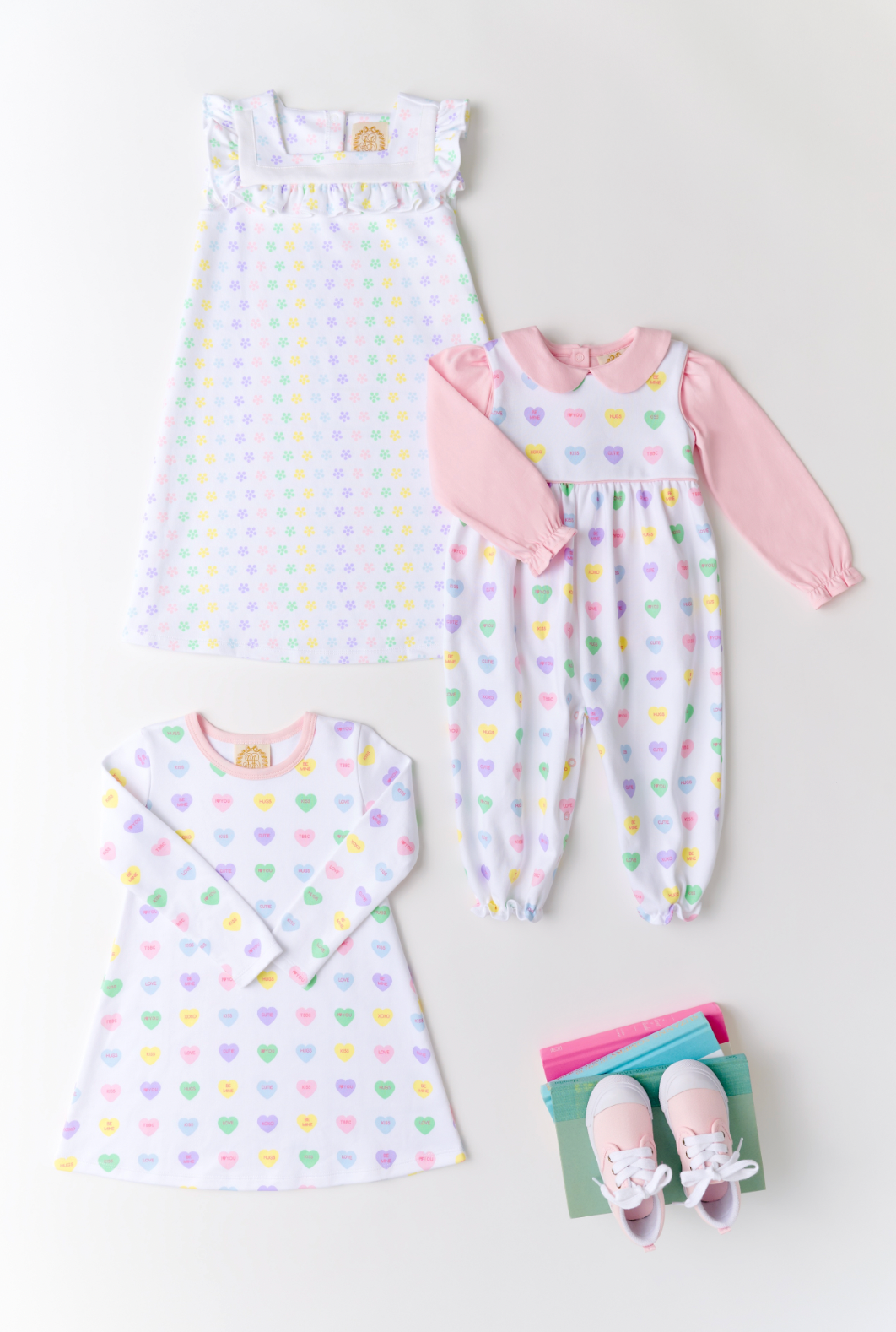 Long Sleeve Polly Play Dress - We Heart You/Palm Beach Pink