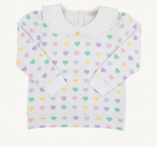 Maude`s Ruffle Cassidy Comfy Crewneck - We Heart You/Palm Beach Pink