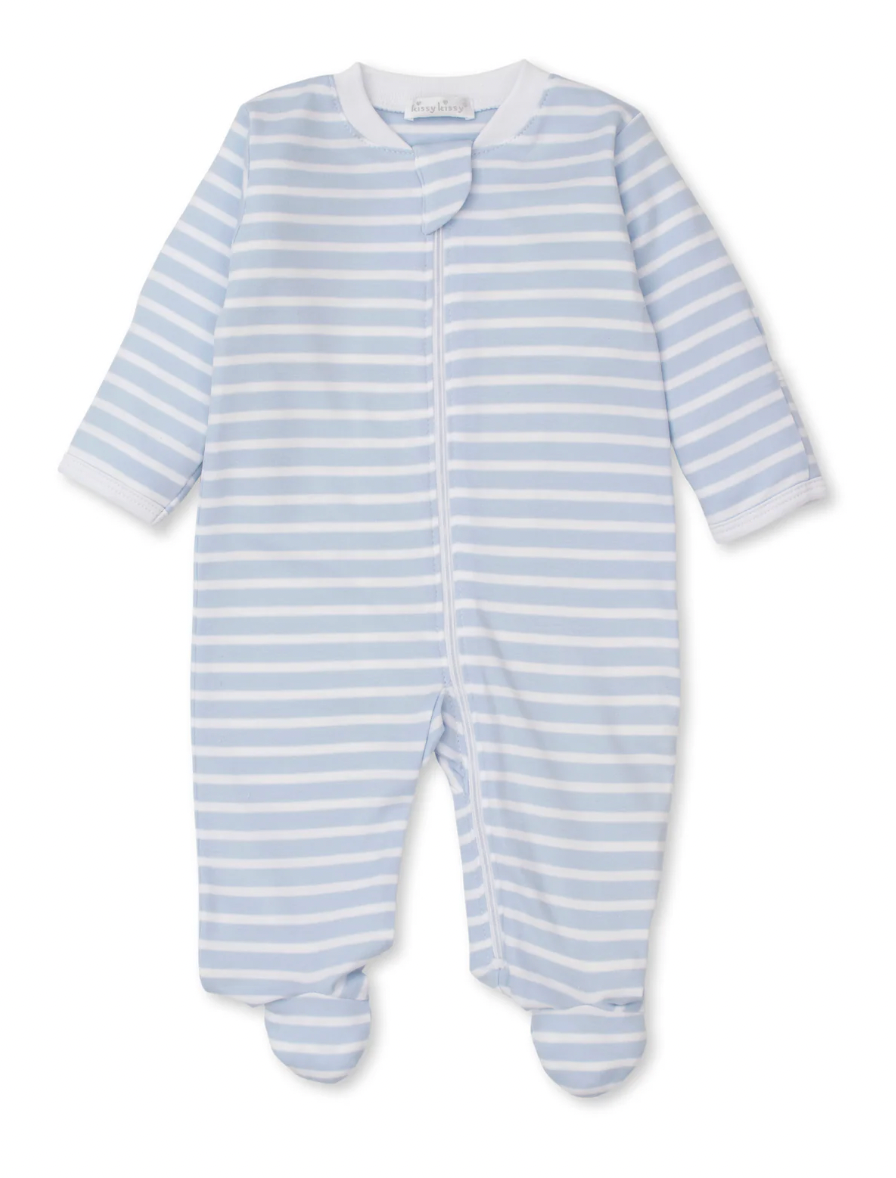 Team Stripes Light Blue Zip Footie