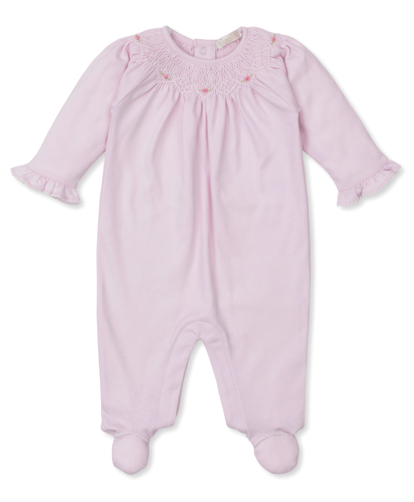 Pink Footie with Hand Smocking
