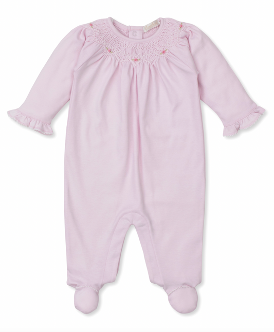 Pink Footie with Hand Smocking