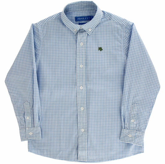 Roscoe Button Down Shirt - Light Blue Check