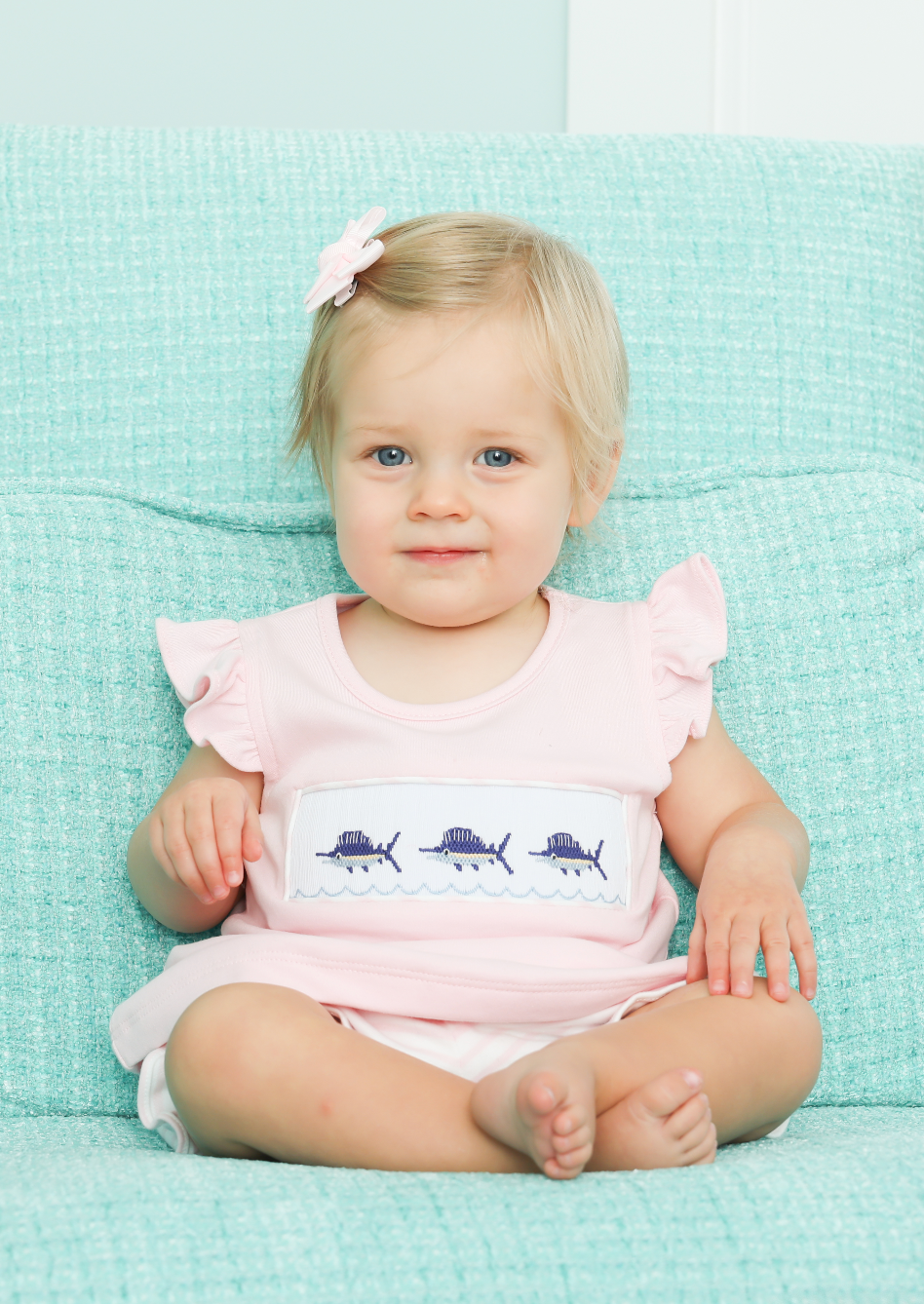 *PRE-ORDER* Girl Smocked Short Set - Sailfish Trio