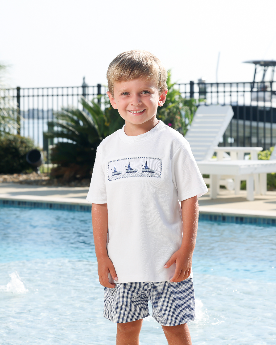 *PRE-ORDER* Smocked Boy Short Set - Boat Trio