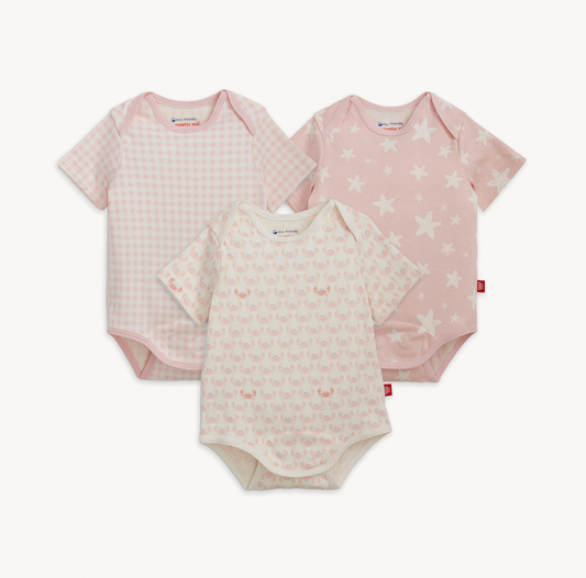Organic Cotton Bodysuit -3 Pack Pink
