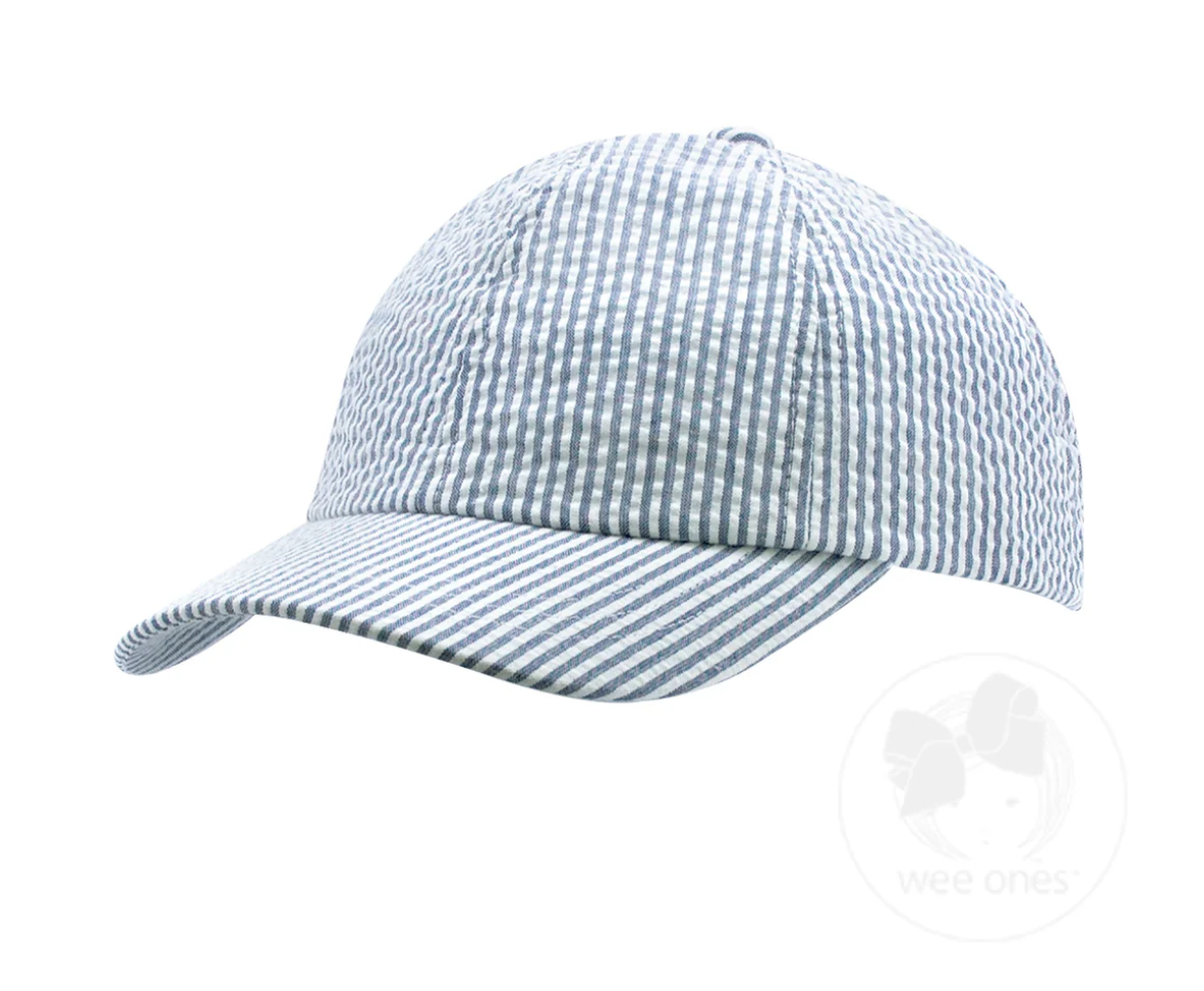 Seersucker Ball Cap- Denim