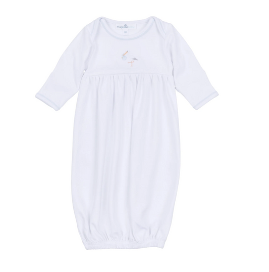 Vintage Stork Gathered Gown- Blue