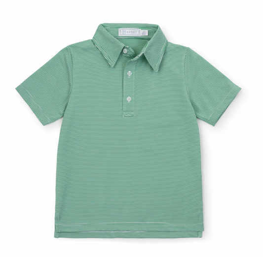 Will Boys' Performance Polo- Green Stripes