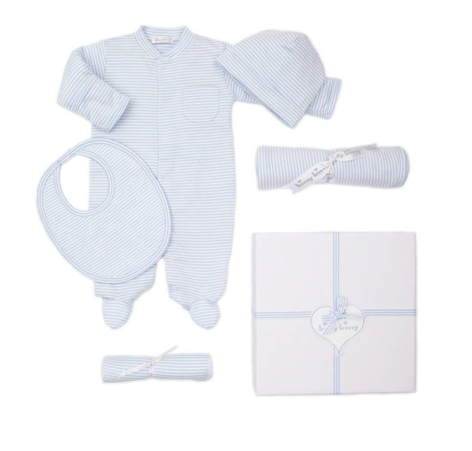 Simple Stripes Blue 5PC Gift Set w/ Gift