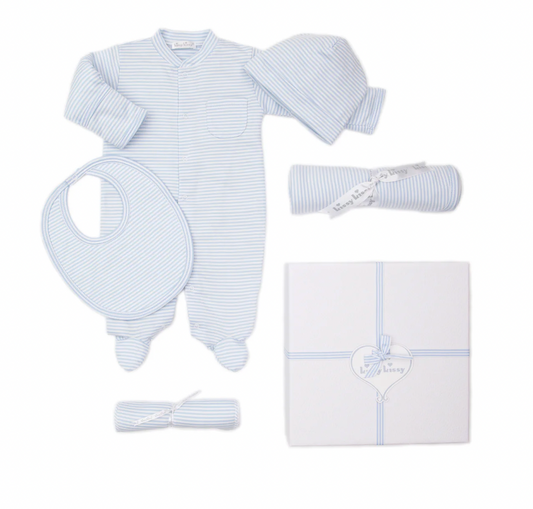 Simple Stripes Blue 5PC Gift Set w/ Gift