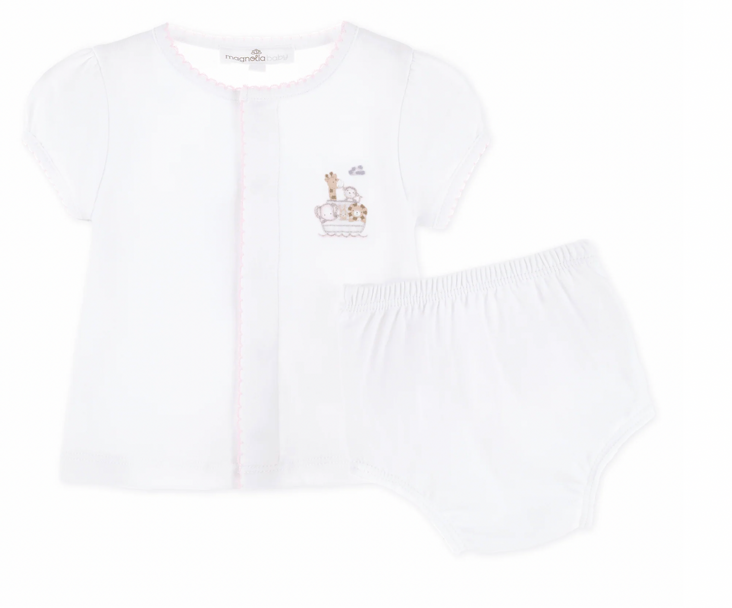 Noah's Ark Ruffle Diaper Cover Set- Pink