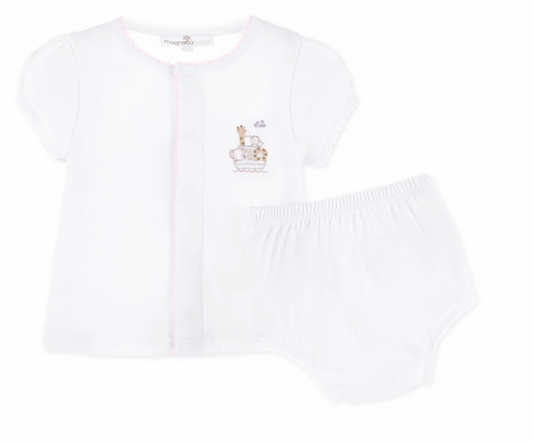 Noah's Ark Ruffle Diaper Cover Set- Pink
