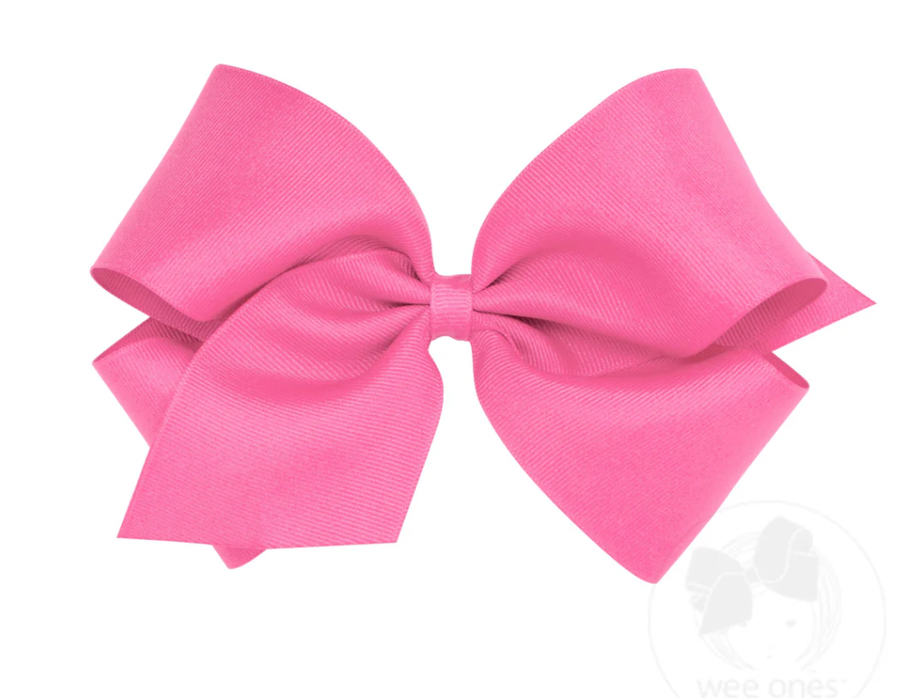 Solid Grosgrain Basic Bow - HotPink