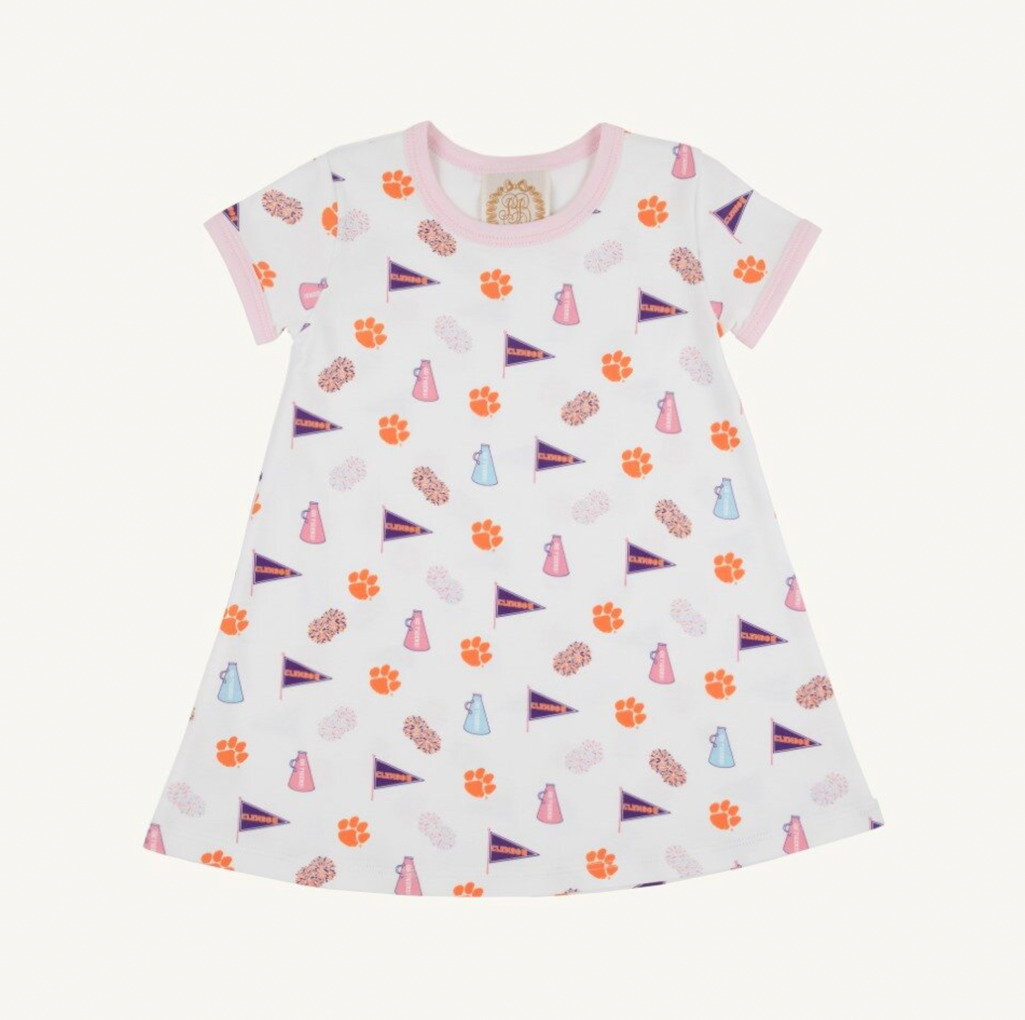 SS Polly Play Dress- Clemson Tiger Triumph w/ Palm Beach Pink