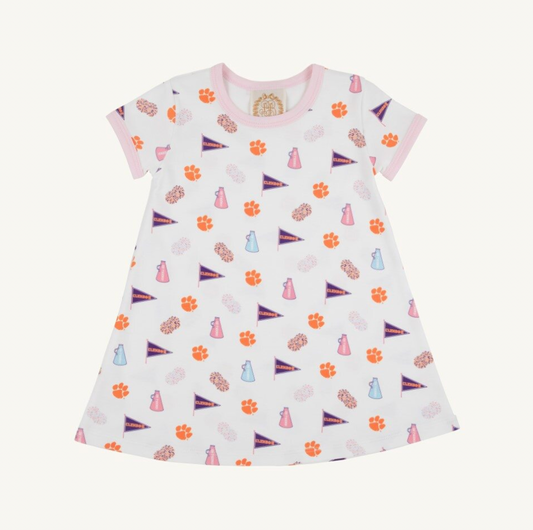 SS Polly Play Dress- Clemson Tiger Triumph w/ Palm Beach Pink
