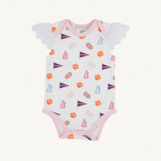 Wendy Onesie- Clemson Tiger Triumph w/ Palm Beach Pink