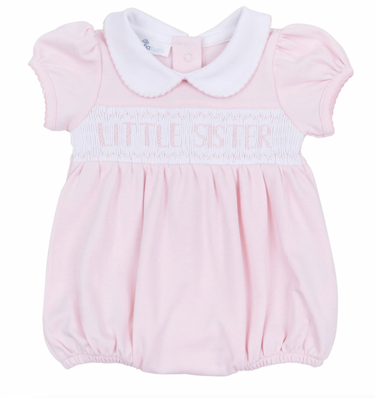 Little Sister Smocked Short Sleeve Bubble