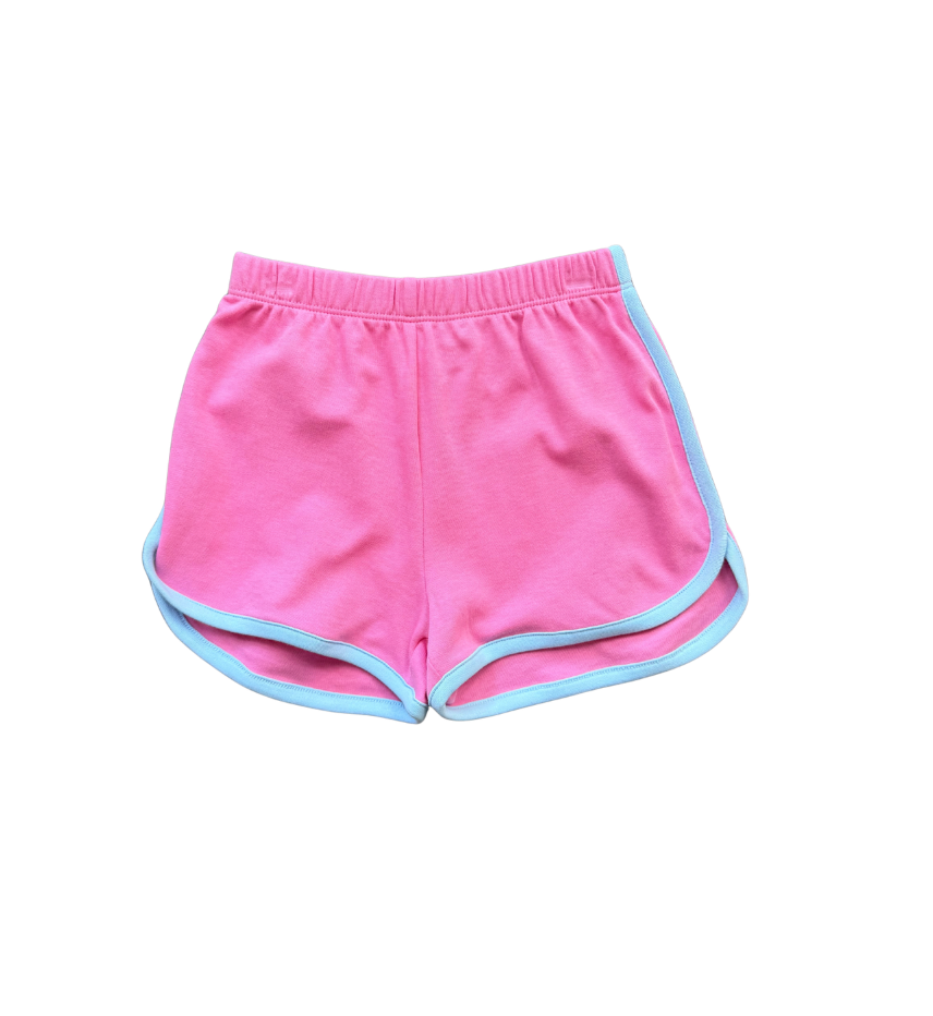 Pink Cotton Shorts w/ Blue Trim
