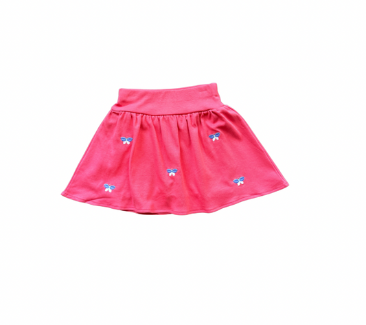 Red Skort w/ Embroidered Butterflies