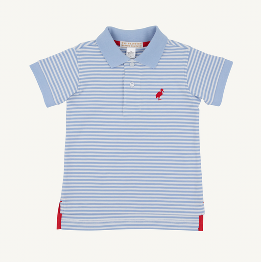 Prim and Proper Polo- Beale Street Blue Stripe/Beale Street Blue/Richmond Red
