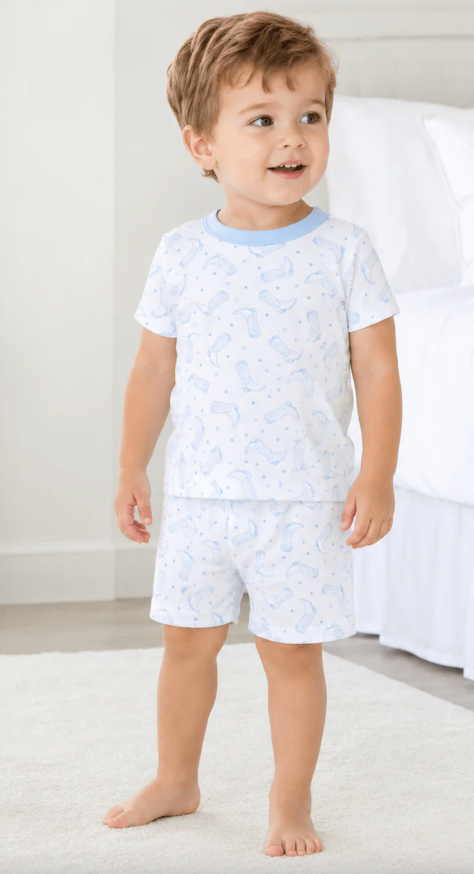 Darling Cowboy Boots Short Pajamas - Light Blue