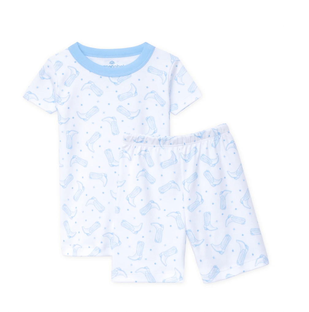 Darling Cowboy Boots Short Pajamas - Light Blue