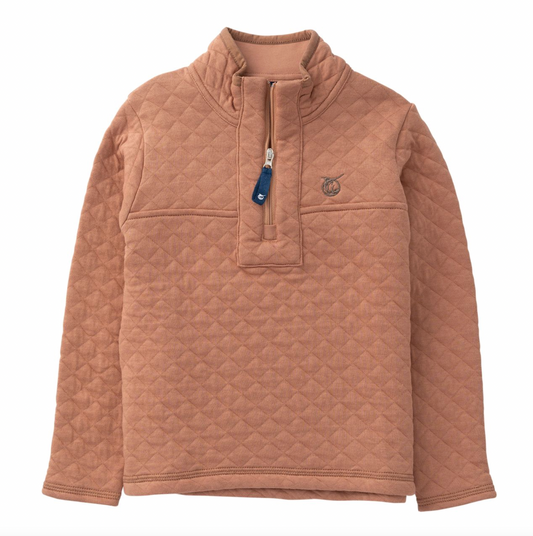 *PRE-ORDER* Quilted Zip Pullover- Mocha Mousse