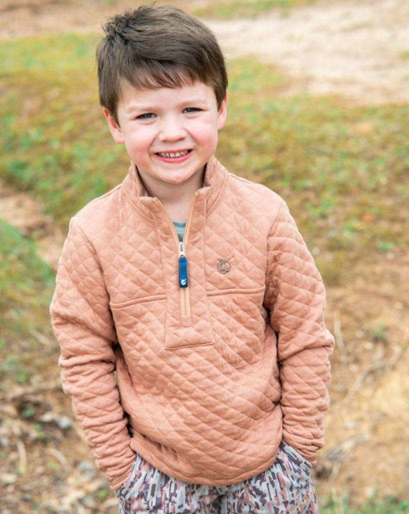 *PRE-ORDER* Quilted Zip Pullover- Mocha Mousse