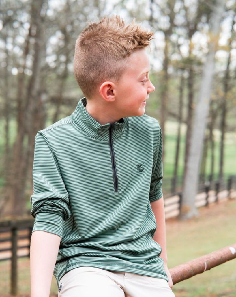 *PRE-ORDER* Pro Performance Zip Pullover- Camping Hedge Green Stripe