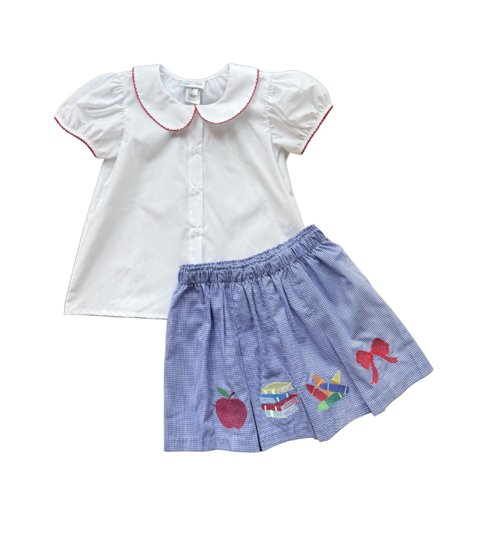 Back to School Embroidered Skirt Set