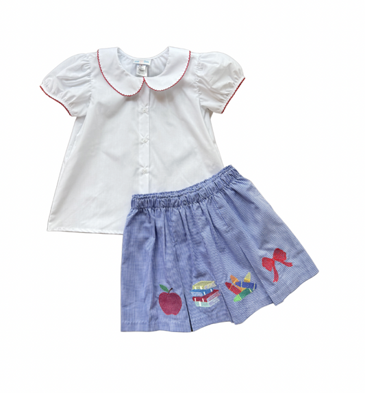 Back to School Embroidered Skirt Set